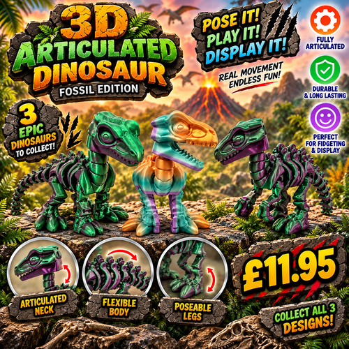 3D Articulated Dinosaur Fossil Edition