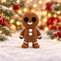 Brown articulated gingerbread Christmas fidget with white icing details