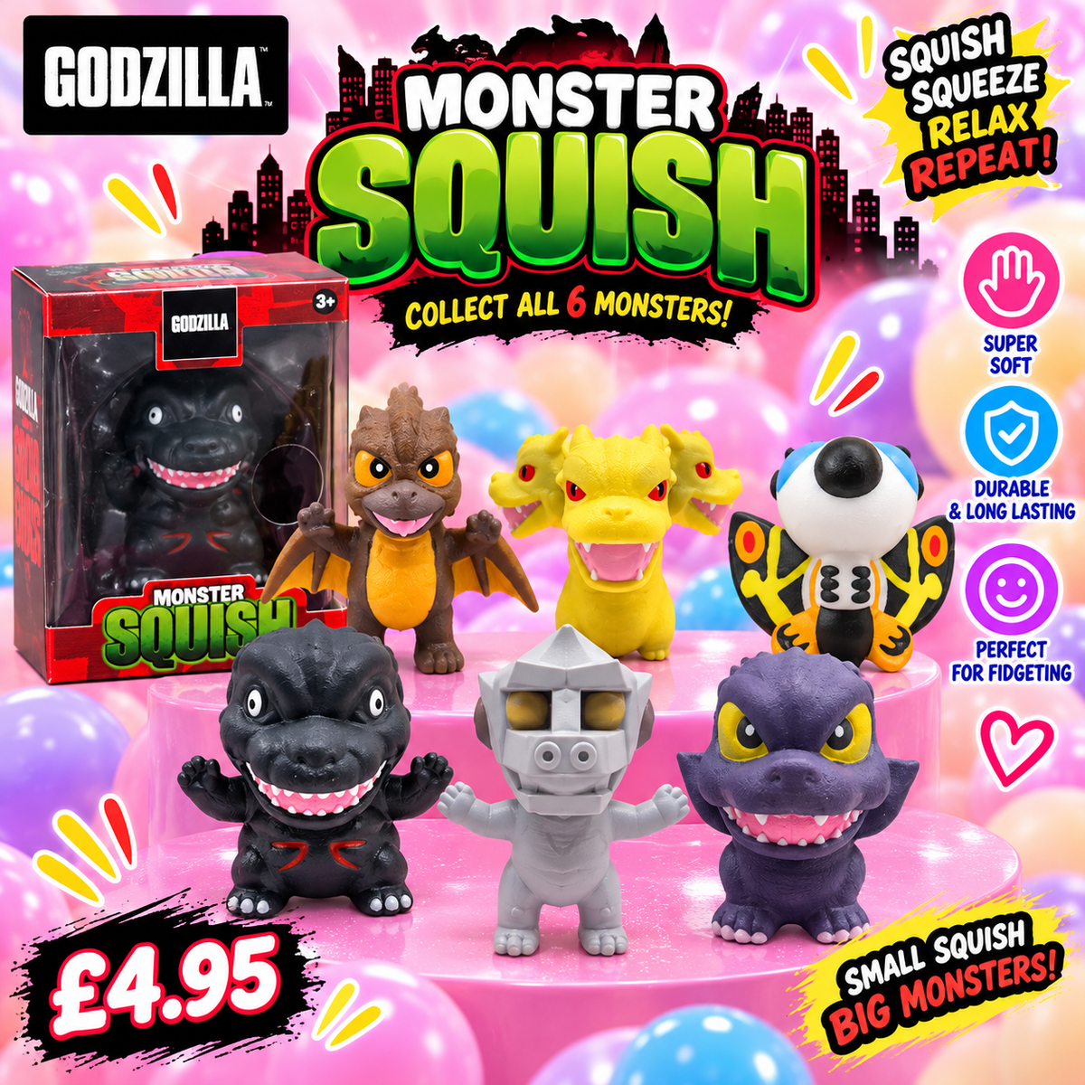 Godzilla Monster Squish collectible squishy toys