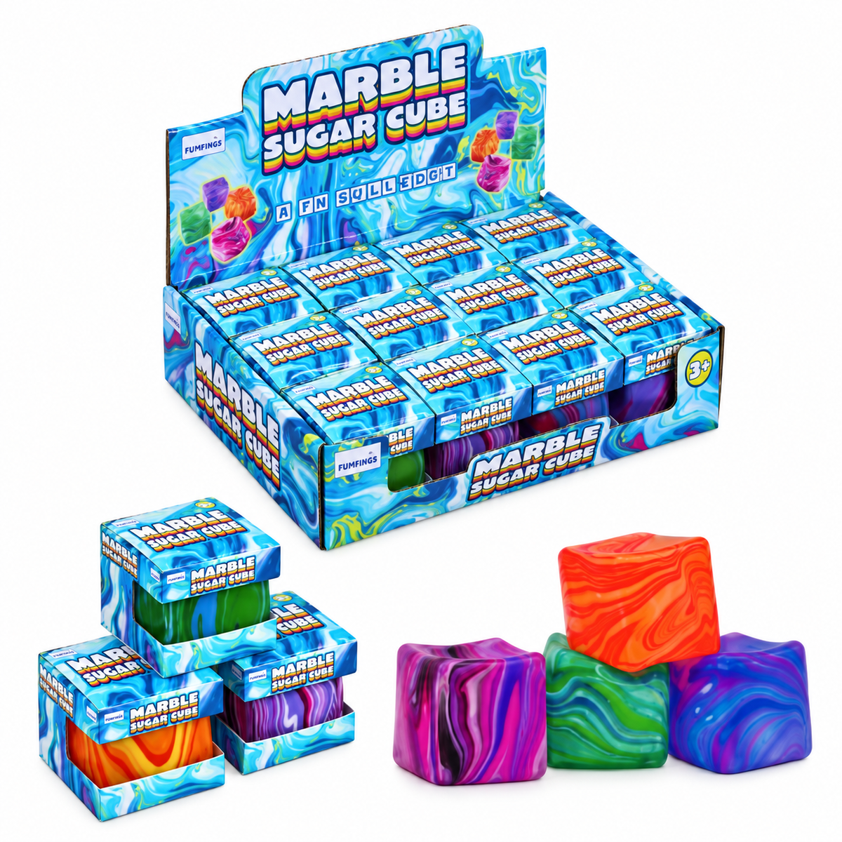 Sugar Maltose Squishy Marble Cube in assorted colours